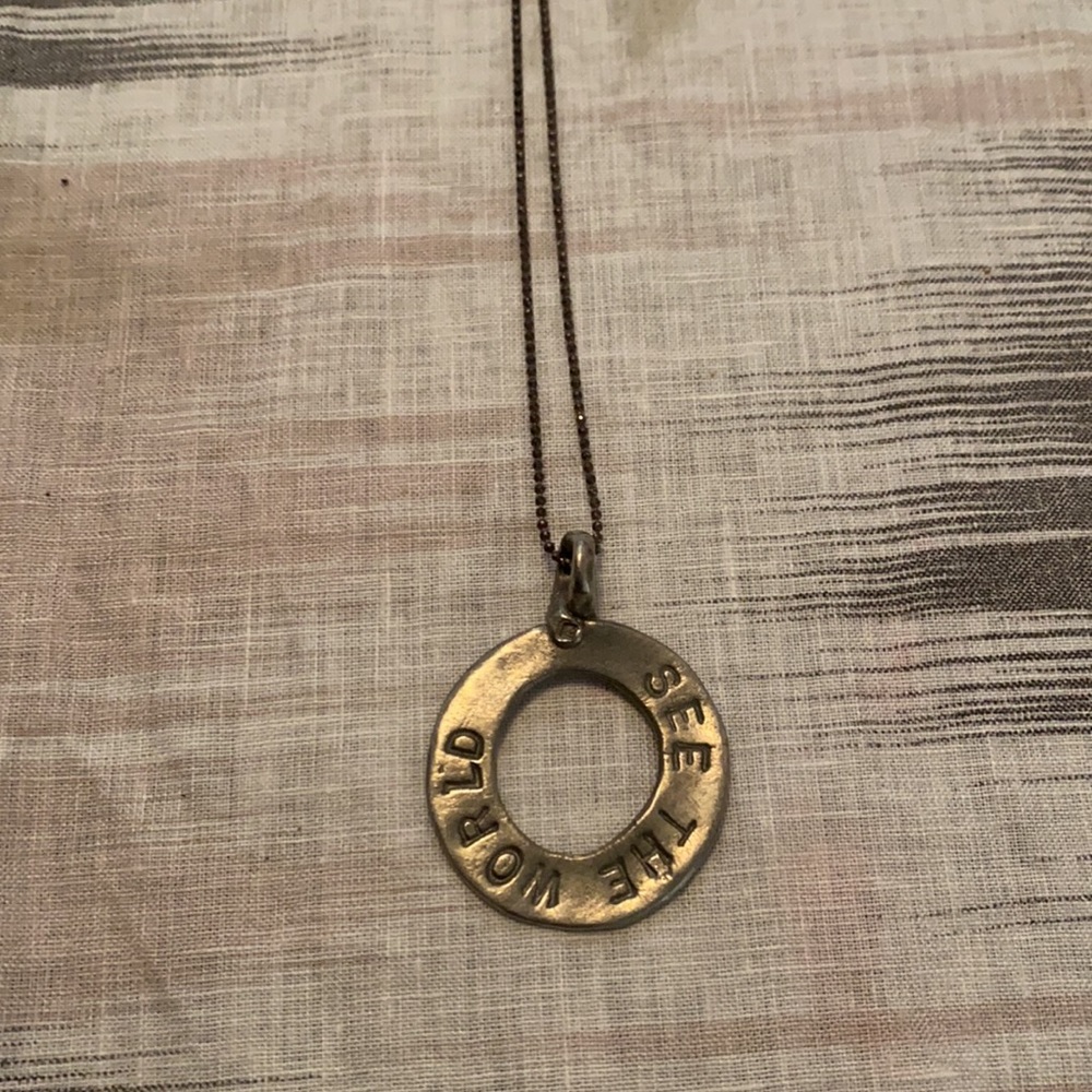 Silver brushed pendant necklace
